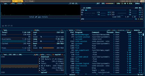 BTOP Dashboard After Fresh Installation