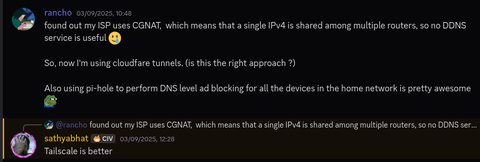 Discord conversation about Tailscale